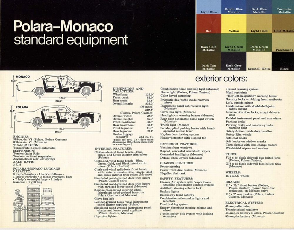 1972 Dodge Polara Monaco Brochure Page 4